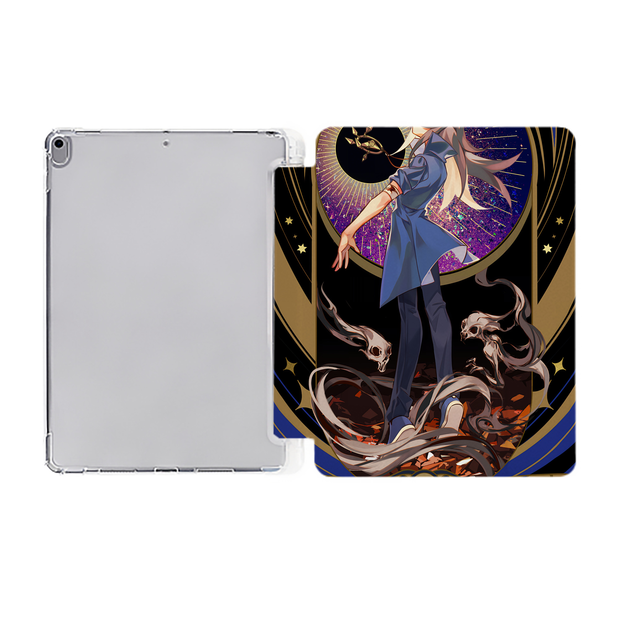 （画像用） 遊☆戯☆王 Yu-Gi-Oh! IPad ケース ペン収納付き 三つ折りスタンド PUレザー×シリコン 対応機種9.5/10.5/10.9インチ